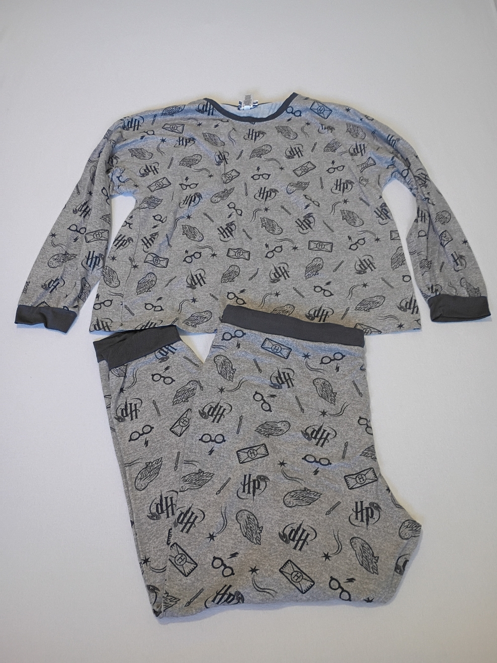 Wizarding World Harry Potter Pajama Set XXL Grey Blue Long Sleeve Pants PJs